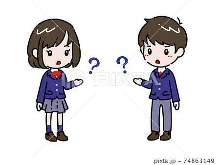 なぜ な女の子と男の子 学生 のセットのイラスト素材