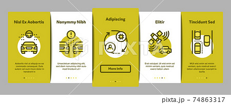 Smart Car Technology Onboarding Elements Icons Set Vector 74863317