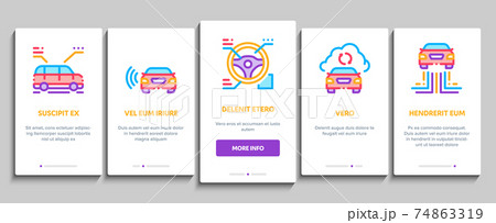 Smart Car Technology Onboarding Elements Icons Set Vector 74863319