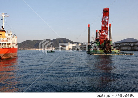 専用砕岩装置付電気式グラブ浚渫船　第二関雄 74863496