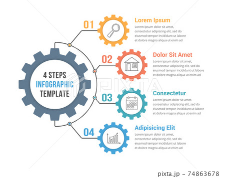 Infographic Template with Gear 74863678