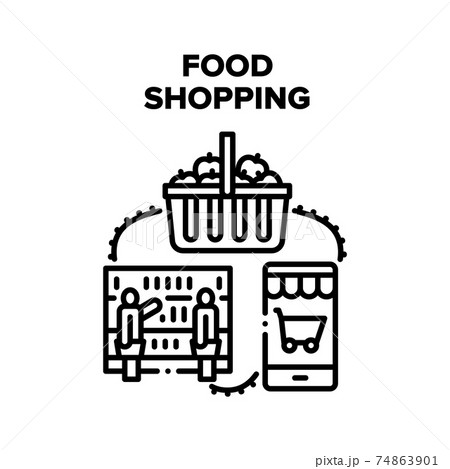 Food Shopping Vector Black Illustrations 74863901