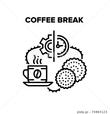 Coffee Break Vector Black Illustrationsのイラスト素材