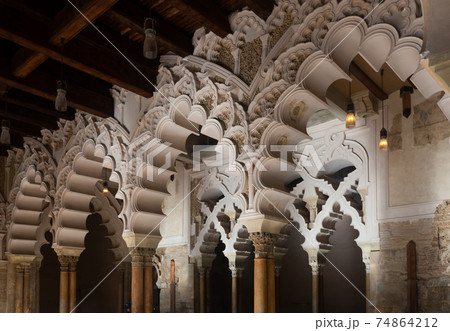 Interiors of medieval Aljaferia Palace, Zaragoza, Spain Interiors of medieval Aljaferia Palace, Zaragoza, Spain 74864212