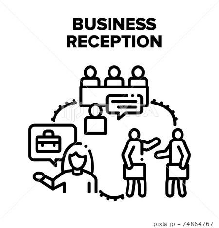 Business Reception Office Vector Black Illustrations 74864767