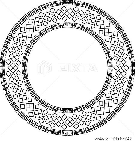 Chinese round frame and outline elements. Oriental decorations. 74867729
