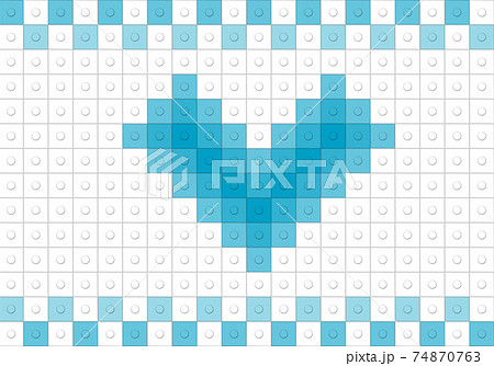 青いブロックがハート型に敷き詰められた背景イラストのイラスト素材