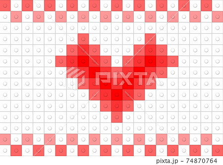 赤いブロックがハート型に敷き詰められた背景イラストのイラスト素材