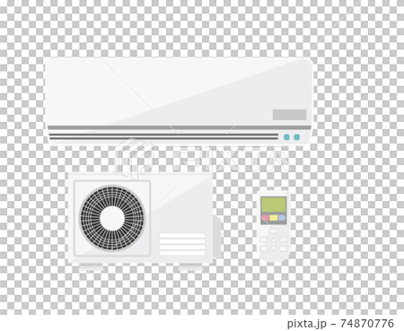 エアコンと室外機とリモコンのベクターイラストのイラスト素材