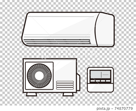 エアコンと室外機とリモコンのベクターイラストのイラスト素材