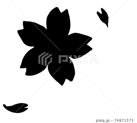 可愛いサクラの花びらのシルエットのイラスト素材