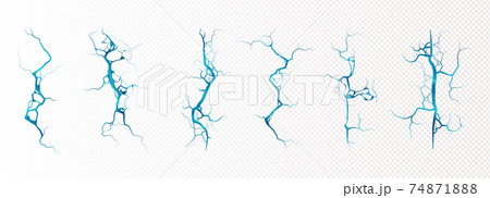 Ground cracks with frozen water inside top view Ground cracks with frozen water inside top view 74871888