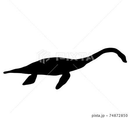 首の長いエラスモサウルスのシルエットのイラスト素材