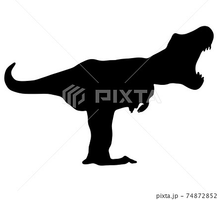 雄叫びをあげるティラノザウルスのシルエットのイラスト素材