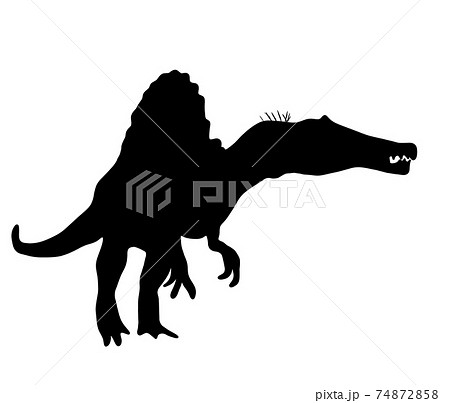スピノサウルスの怖いシルエットのイラスト素材