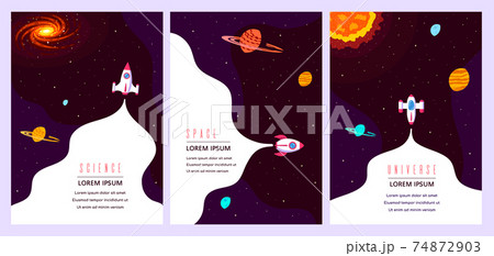 Set of Outer Space Concept Banner Templates Set of Outer Space Concept Banner Templates 74872903