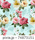 Roses seamless pattern on green background 74873151