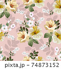 Flower seamless pattern on green background 74873152