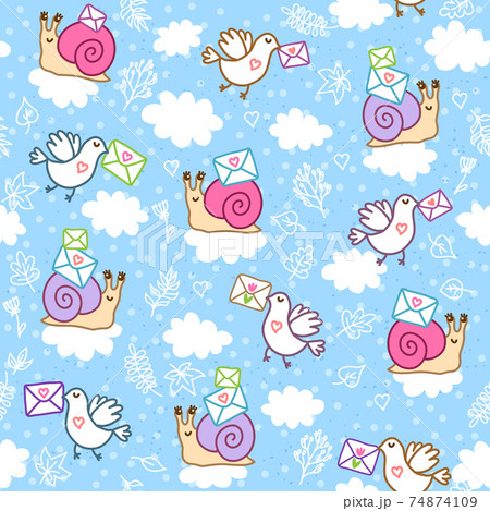 Cute Snail and Pigeon Mail 74874109