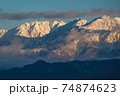 富山市から望む冠雪した立山連峰 74874623