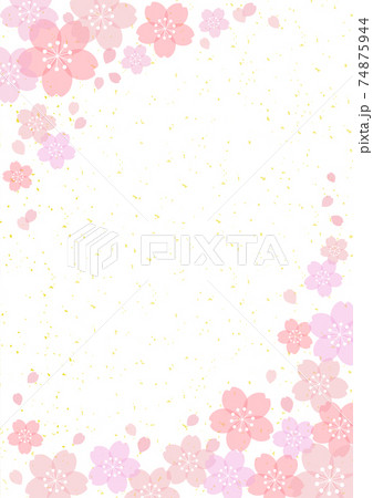 和風 桜 金箔 Pop チラシ 縦 フレーム 背景 19のイラスト素材