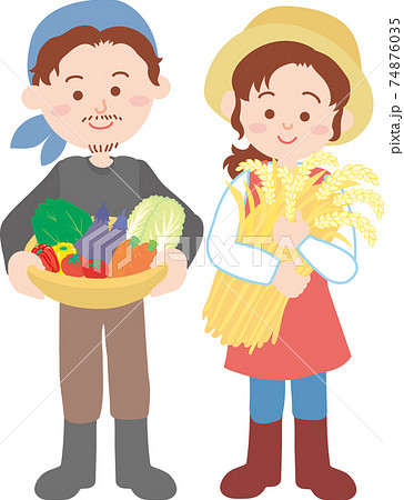 農家の若い夫婦 74876035