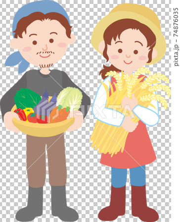 農家の若い夫婦 74876035