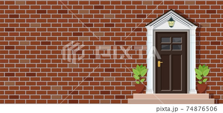 Wooden door of house front view Wooden door of house front view 74876506
