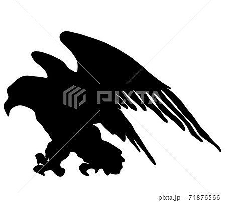 飛び掛かる鷲のシルエットのイラスト素材