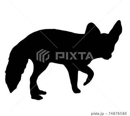 耳の大きなフェネックのシルエットのイラスト素材