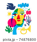 Abstract modern style line art woman portrait design. 74876800