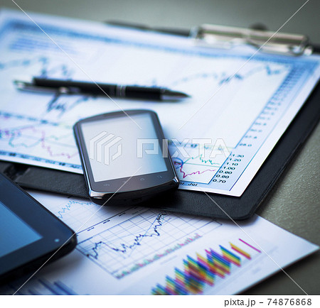 Business chart with smart phone 74876868