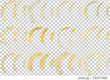 Gold leaf / plant set without line art Vector... - Stock Illustration ...