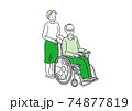 車椅子を押す女性 74877819
