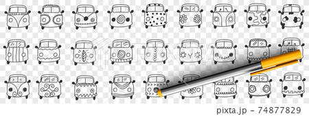 Cars hood and windshield doodle set Cars hood and windshield doodle set 74877829