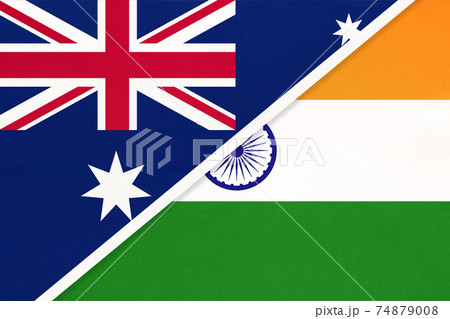 Australia and India, symbol of national flags from textile. 74879008