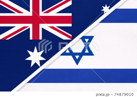 Australia and Israel, symbol of national flags from textile. 74879010