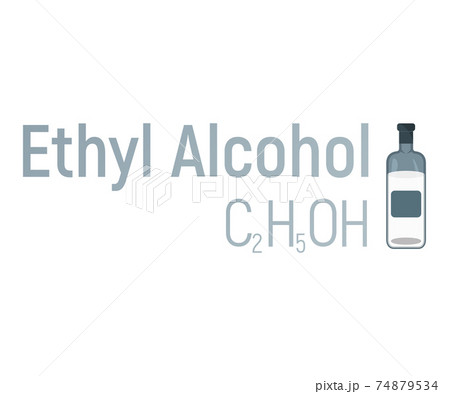 Ethyl spirit alcohol concept chemical formula icon label, text font vector illustration, isolated on white. Periodic element table, addictive drug. Ethyl spirit alcohol concept chemical formula icon label, text font vector illustration, isolated on white. Periodic element table, addictive drug. 74879534