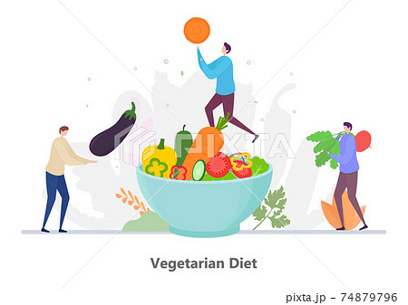 Concept of Vegetarian Diet, flat design vector illustration 74879796