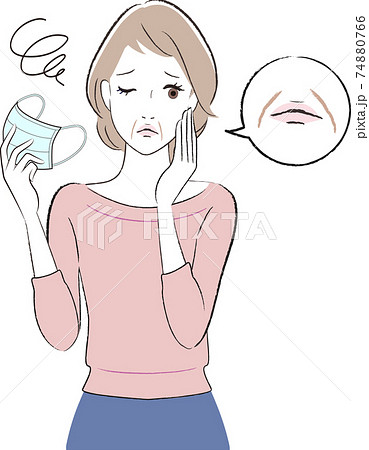 マスク シワ ほうれい線 女性のイラスト素材