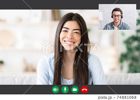 Man And Woman Having Online Video Call Man And Woman Having Online Video Call 74881068