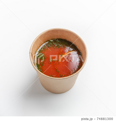 Delicious, fresh, red soup cooked with meat and vegetables 74881300