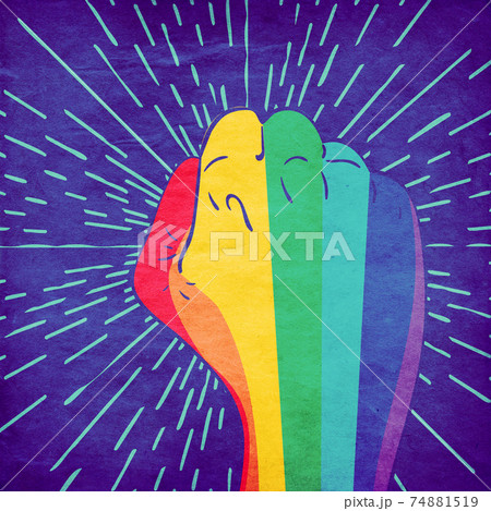 Rainbow clenched fist design textured 74881519