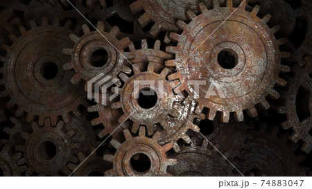 Old vintage frame from rusty gears. Photo Frame. 74883047