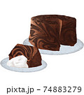 チョコマーブルシフォンケーキ(手描き) 74883279