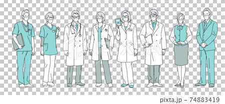 Person illustration Medical worker Full body mask wearing Simple 74883419