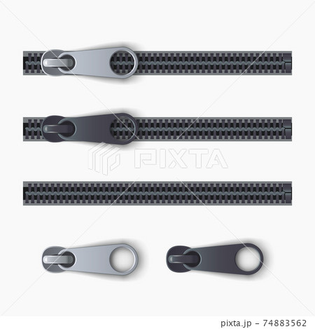 realistic zipper set isolated on white back realistic zipper set isolated on white back 74883562