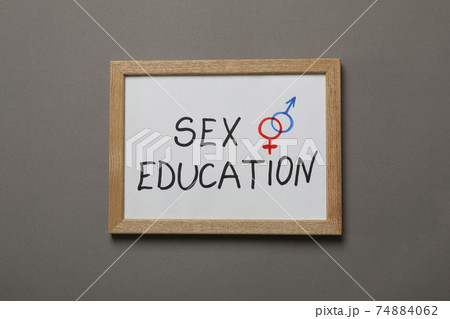 Chalkboard with text Sex Education on gray background Chalkboard with text Sex Education on gray background 74884062