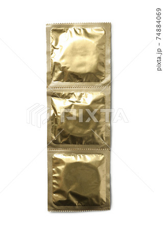 Blank condoms isolated on white background, space for text Blank condoms isolated on white background, space for text 74884069