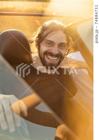 White european boy in the car White european boy in the car 74884731